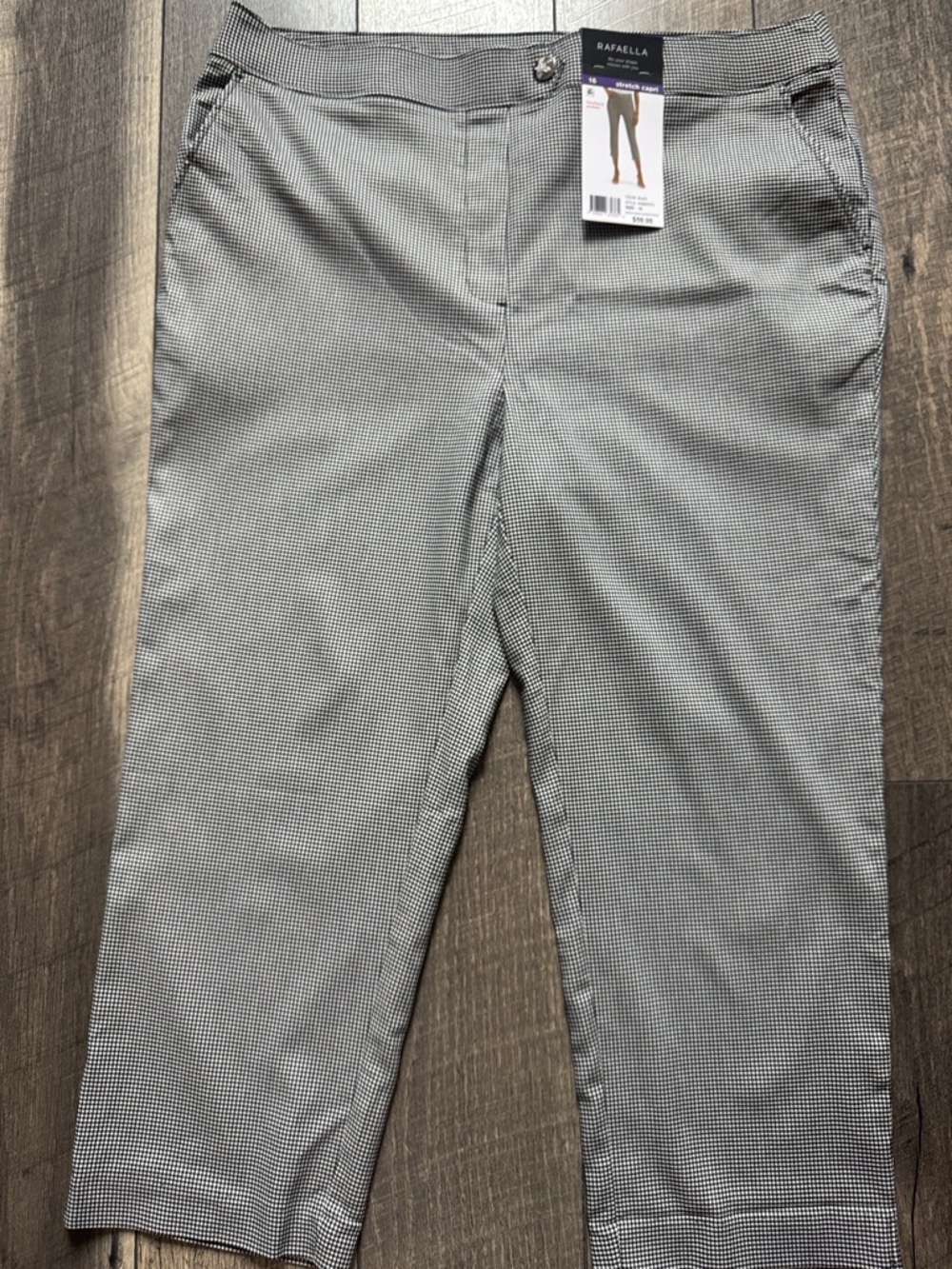 Rafaella Black & White Checkered Stretch Capris Size 16